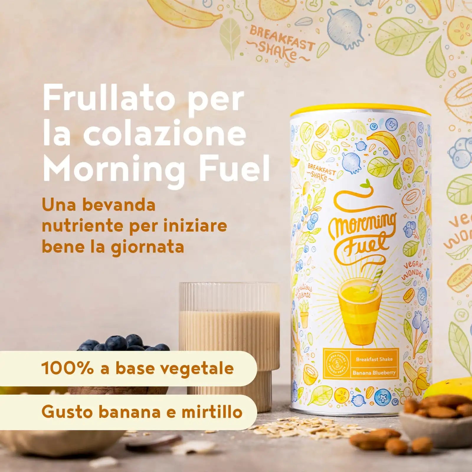 A+ One - Morning Fuel Breakfast Shake - Banana e Mirtillo