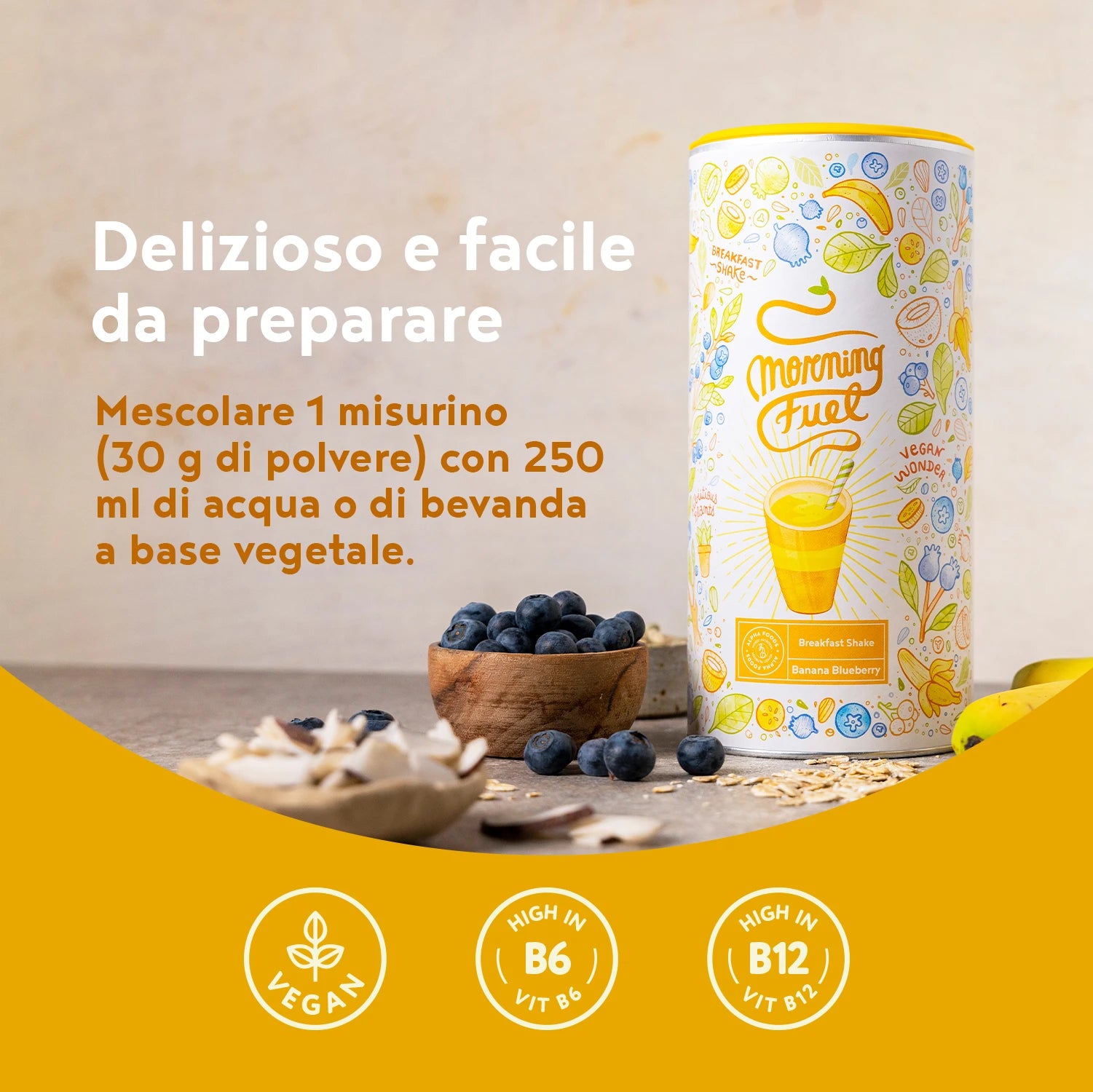 A+ Three - Morning Fuel Breakfast Shake - Banana e Mirtillo